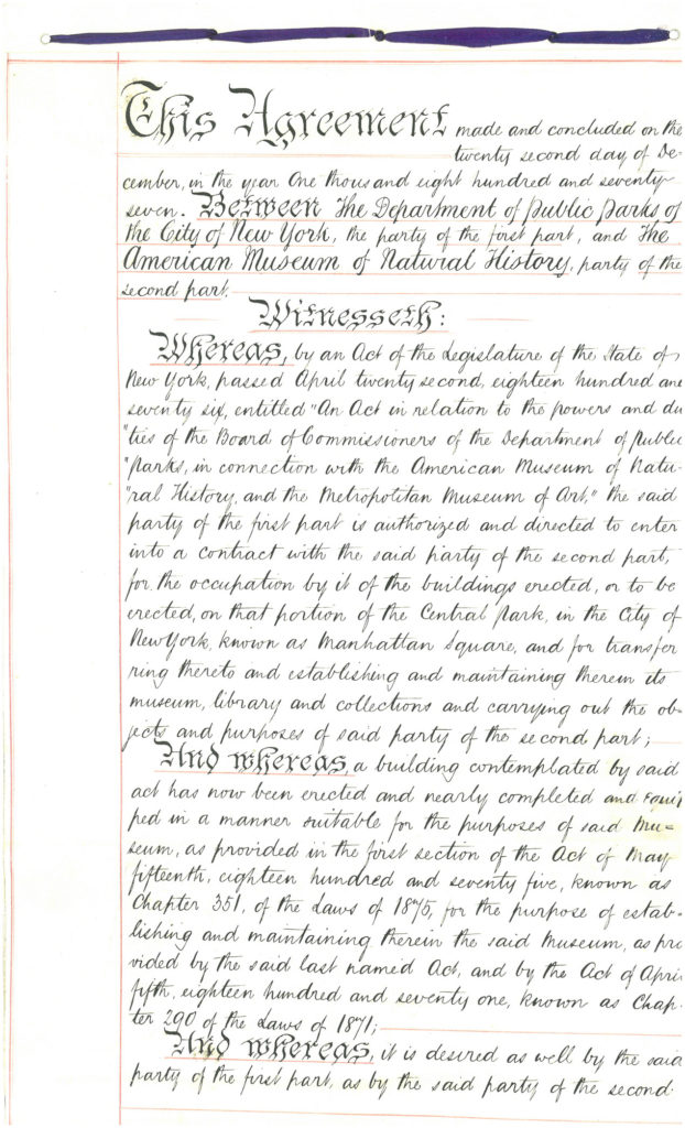 Original Act of Incorporation Charter officially creating the American Museum of Natural History signed in 1869