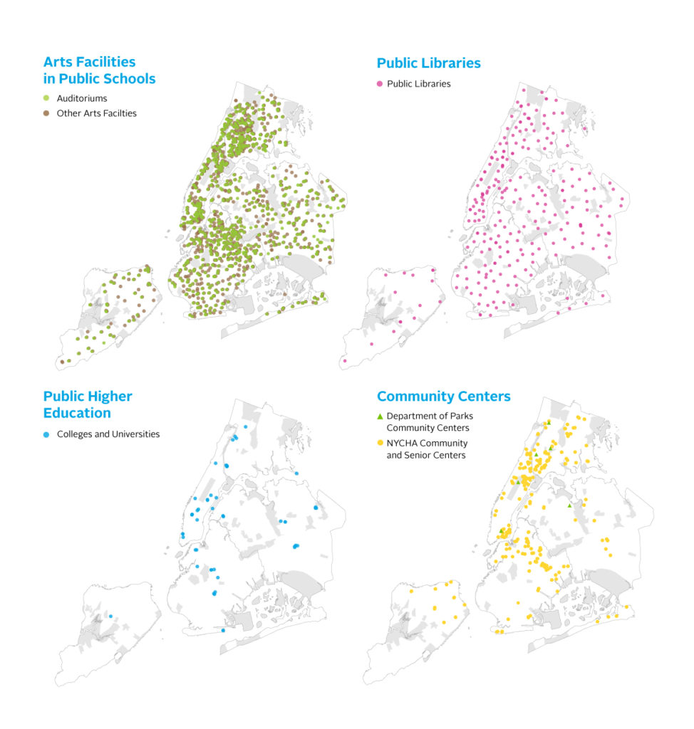 Map of Arts Facilities in Public Spaces in New York City